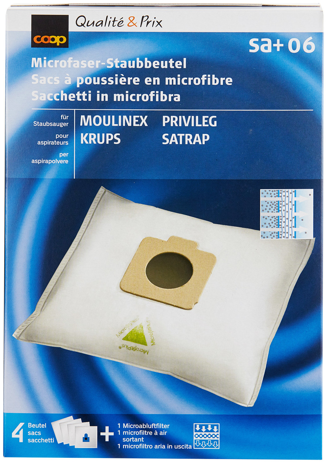 Qualité & Prix Staubsaugerbeutel Microfaser SA+06 4 Stück Qualité & Prix Staubsaugerbeutel Microfaser SA+06 4 Stück