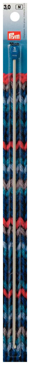 Prym Tunesische Häkelnadel, grau 3.00 mm, 30 cm, Karte, Aluminium