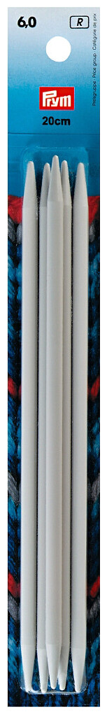 Prym Strumpfstricknadeln, grau 6.00 mm, 20 cm, Karte 5 Stk., Kunststoff