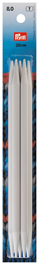 Prym Strumpfstricknadeln, grau 8.00 mm, 20 cm, Karte 5 Stk., Kunststoff