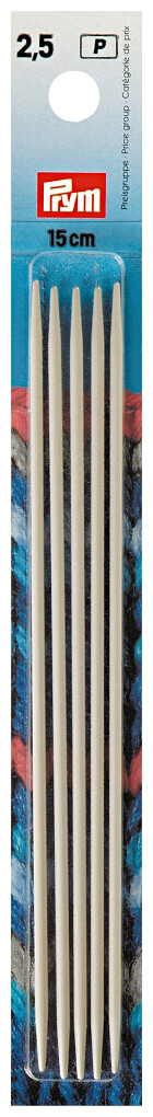 Prym Strumpfstricknadeln, grau 2.50 mm, 15 cm, Karte 5 Stk., Aluminium