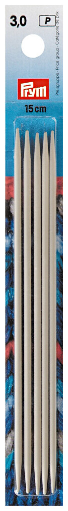 Prym Strumpfstricknadeln, grau 3.00 mm, 15 cm, Karte 5 Stk., Aluminium
