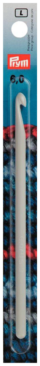 Prym Häkelnadel ohne Griff, grau 6.00 mm, 14 cm, Karte, Kunststoff