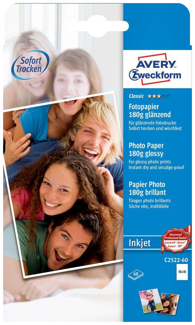 AVERY ZWECKFORM C2522-60 Fotopapier (60 Blatt, 150 x 110, 180 g/m2) AVERY ZWECKFORM C2522-60 Fotopapier (60 Blatt, 150 x 110, 180 g/m2)