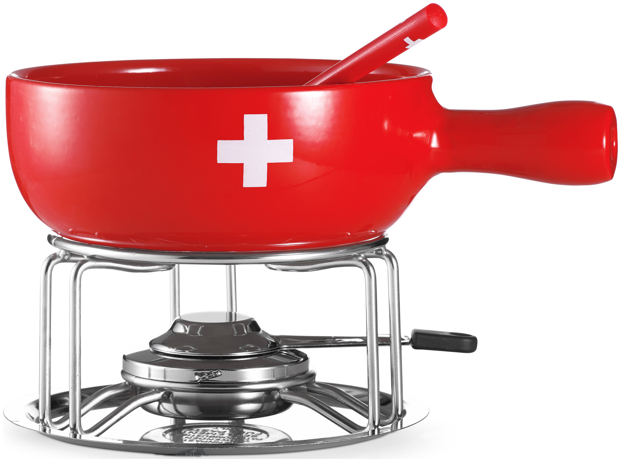 Nouvel Käsefondue-Set Schweizer Kreuz aus Keramik, 9-teilig