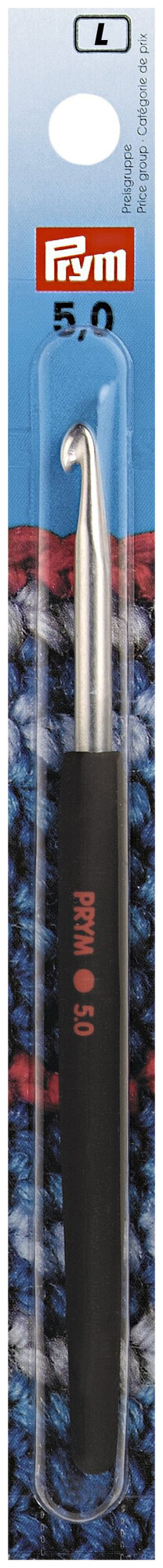 Prym Häkelnadel Softgriff, color 5.00 mm, 14 cm, Karte, Aluminium