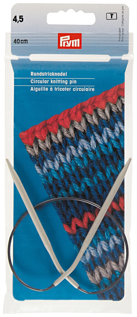 Prym Rundstricknadel Alu Kunststoff, grau 4.50 mm, 40 cm, Beutel 1 Stk.