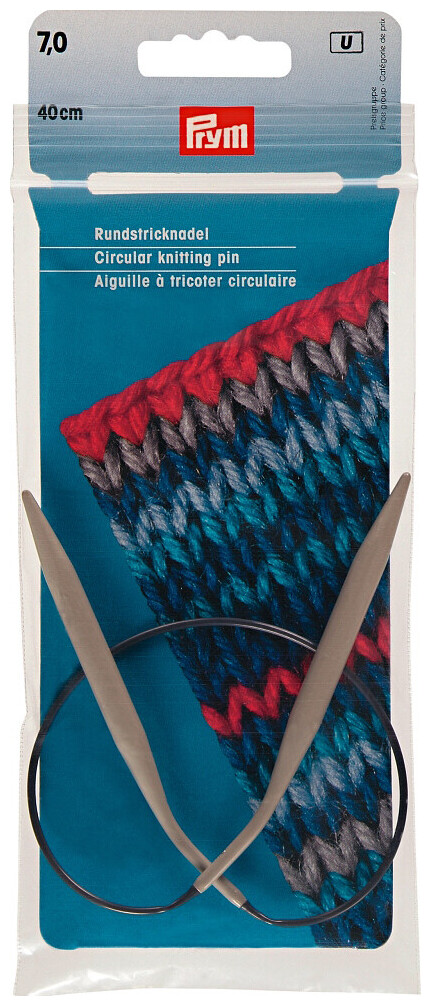 Prym Rundstricknadel Alu Kunststoff, grau 7.00 mm, 40 cm, Karte 1 Stk.