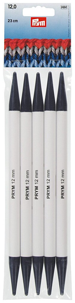 Prym Strumpfstricknadeln, grau 12.00 mm, 20 cm, Karte 5 Stk., Kunststoff