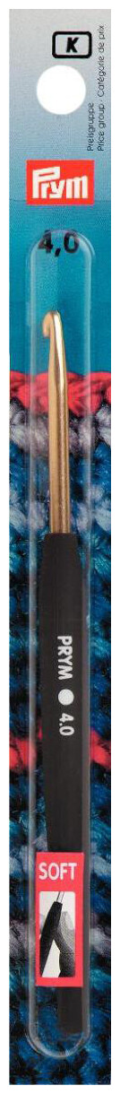 Prym Häkelnadel Softgriff, color 4.00 mm, 14 cm, Karte, Aluminium
