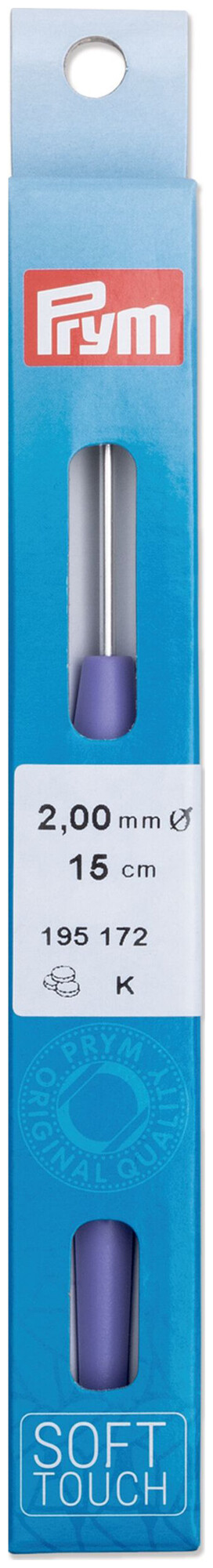 Prym Häkelnadel Softgriff, color 2.00 mm, 14 cm, Karte, Aluminium