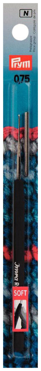 Prym Häkelnadel mit Record Softgriff, silber 0.75 mm, Karte 1 Stk.