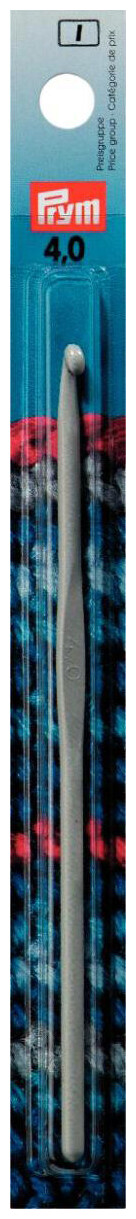 Prym Häkelnadel ohne Griff, grau 4.00 mm, 14 cm, Karte, Aluminium