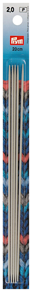 Prym Strumpfstricknadeln, grau 2.00 mm, 20 cm, Karte 5 Stk., Aluminium