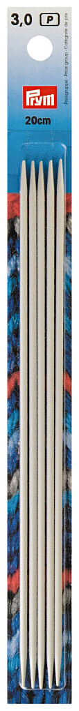 Prym Strumpfstricknadeln, grau 3.00 mm, 20 cm, Karte 5 Stk., Aluminium