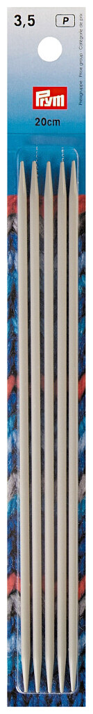 Prym Strumpfstricknadeln, grau 3.50 mm, 20 cm, Karte 5 Stk., Aluminium