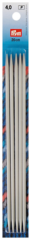 Prym Strumpfstricknadeln, grau 4.00 mm, 20 cm, Karte 5 Stk., Aluminium