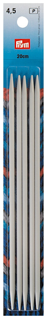 Prym Strumpfstricknadeln, grau 4.50 mm, 20 cm, Karte 5 Stk., Aluminium