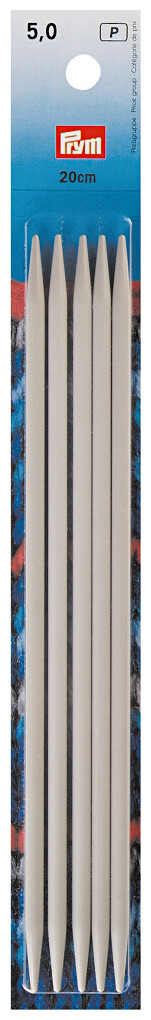 Prym Strumpfstricknadeln, grau 5.00 mm, 20 cm, Karte 5 Stk., Aluminium