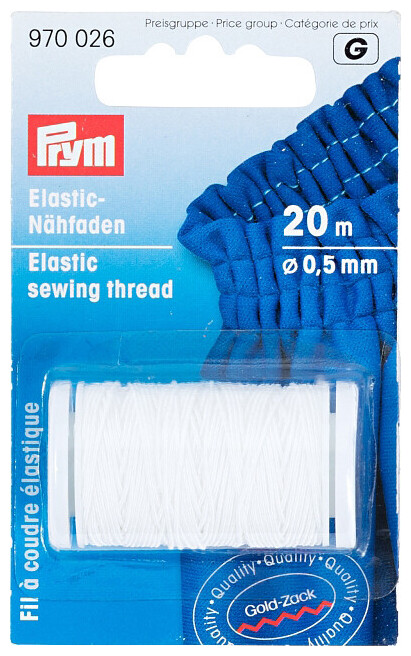 Prym Elastic-Nähfaden weiss 0.5 mm Spule 20 m 1 Stk. 50 % PES 50 % EL