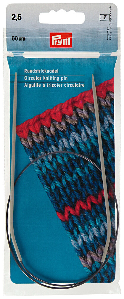 Prym Rundstricknadel Alu Kunststoff, grau 2.50 mm, 60 cm, Beutel 1 Stk.