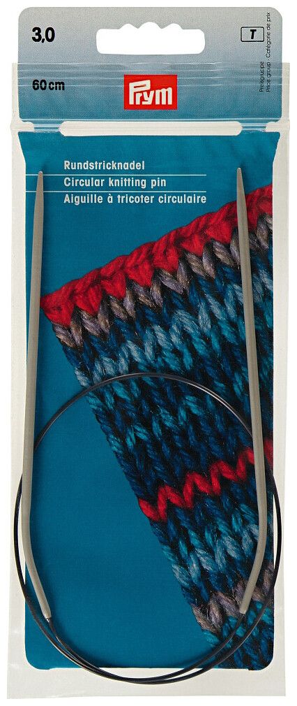 Prym Rundstricknadel Alu Kunststoff, grau 3.00 mm, 60 cm, Beutel 1 Stk.