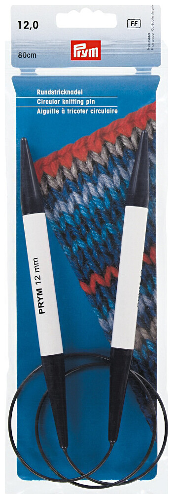 Prym Rundstricknadel Kunststoff, weiss/blau 12.00 mm, 80 cm, Beutel 1 Stk.