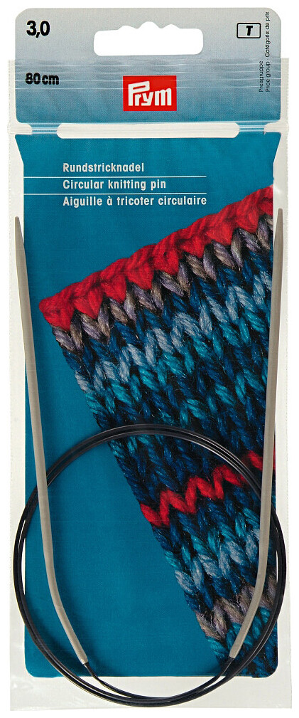 Prym Rundstricknadel Alu Kunststoff, grau 3.00 mm, 80 cm, Beutel 1 Stk.