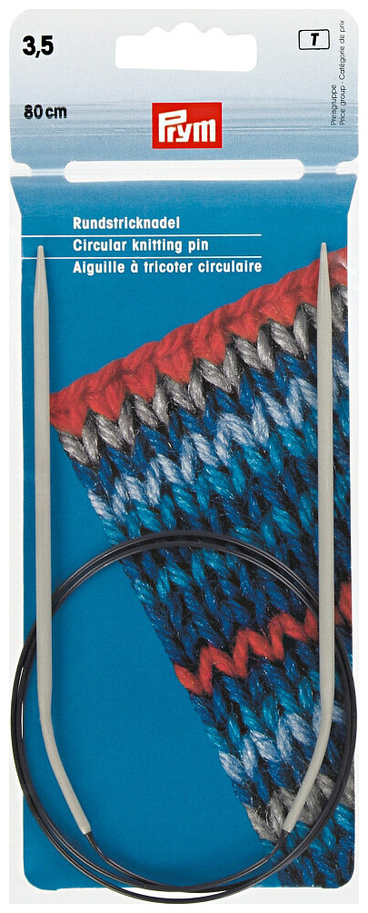 Prym Rundstricknadel Alu Kunststoff, grau 3.50 mm, 80 cm, Beutel 1 Stk.