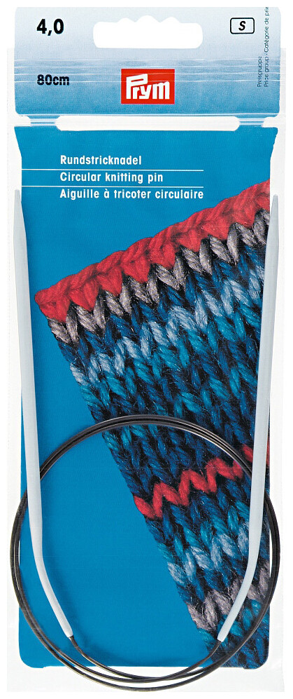 Prym Rundstricknadel Alu Kunststoff, grau 4.00 mm, 80 cm, Beutel 1 Stk.