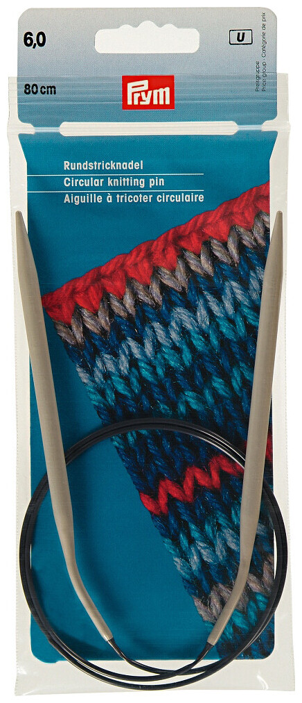 Prym Rundstricknadel Alu Kunststoff, grau 6.00 mm, 80 cm, Beutel 1 Stk.