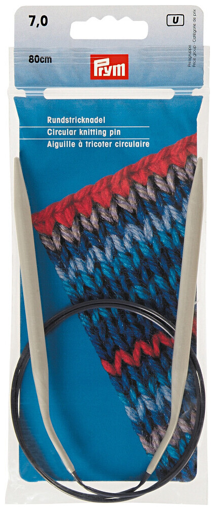 Prym Rundstricknadel Alu Kunststoff, grau 7.00 mm, 80 cm, Beutel 1 Stk.