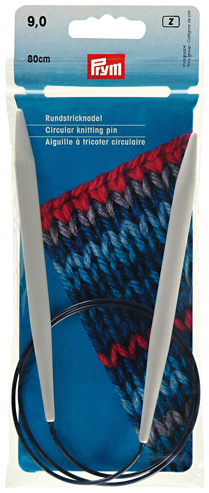 Prym Rundstricknadel Kunststoff, grau 9.00 mm, 80 cm, Beutel 1 Stk.