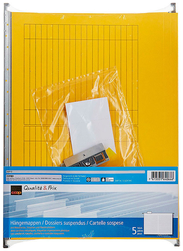 Coop Qualité&Prix Hängemappe farbig ass. 5 Stk. Coop Qualité&Prix Hängemappe farbig ass. 5 Stk.