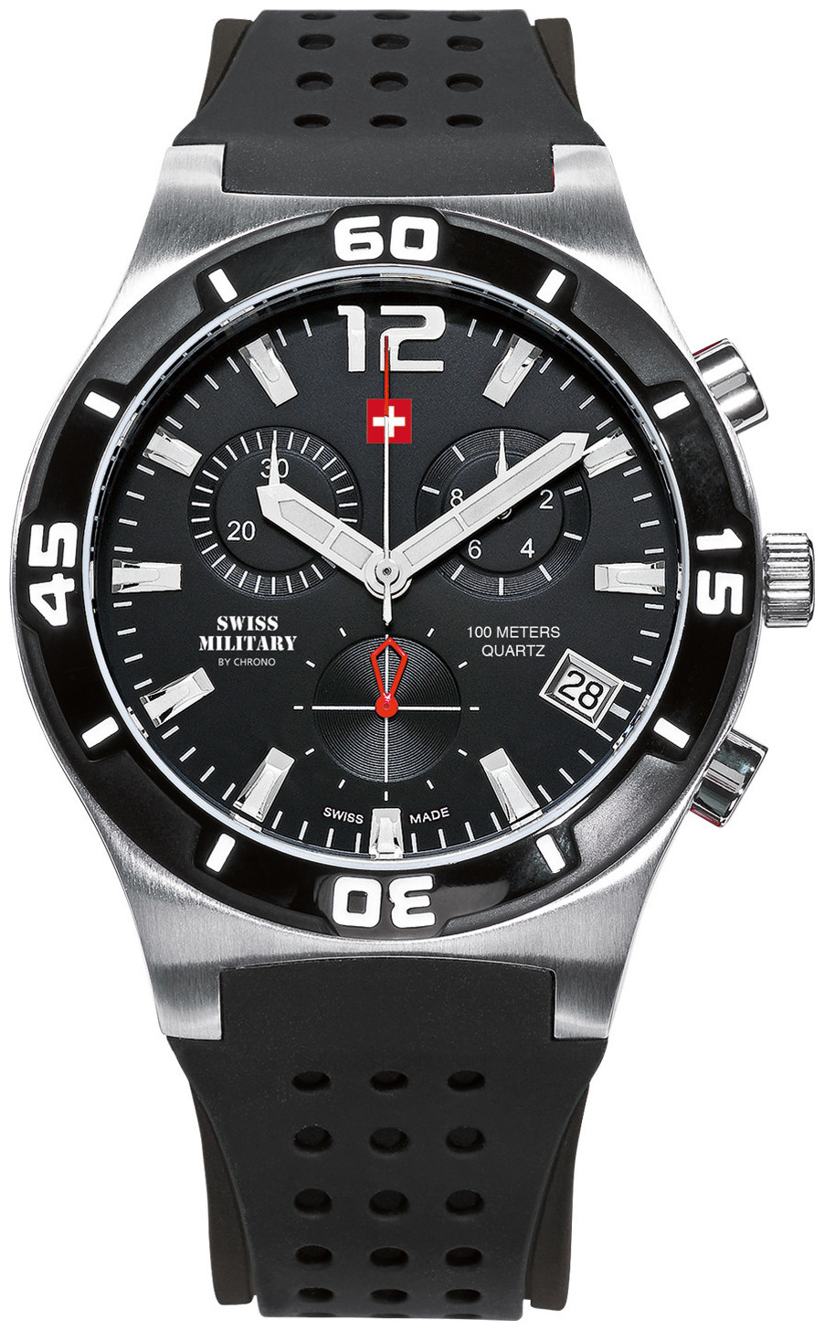 Swiss Military by Chrono Montre chronographe avec mouvement à quartz et bracelet en silicone Sm34015.06