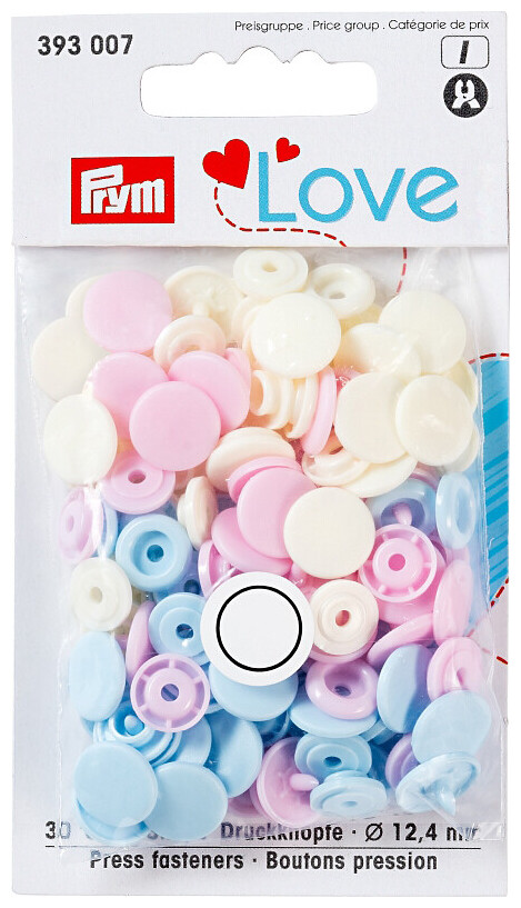 Prym Love Druckknopf Color Snaps rosa hellblau & creme 12.4 mm 30 Stk.