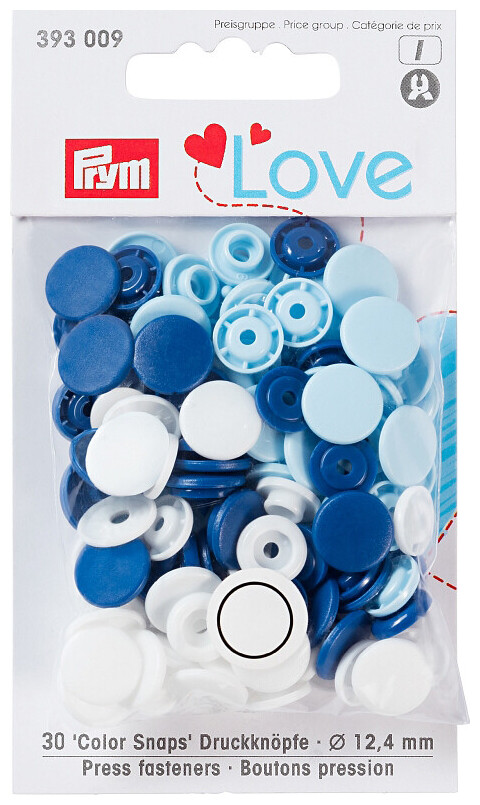 Prym Love Druckknopf Color Snaps weiss & blau 12.4 mm 30 Stk.