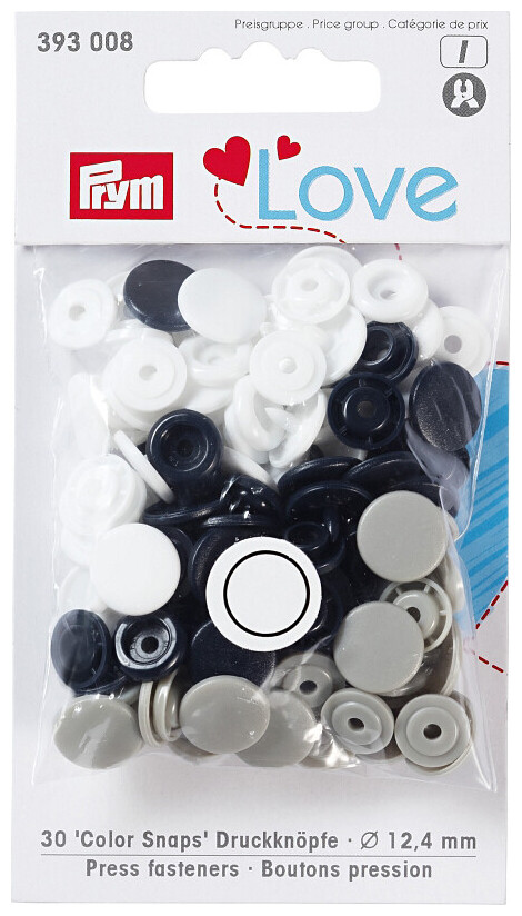 Prym Love Druckknopf Color Snaps marine grau & weiss 12.4 mm 30 Stk.