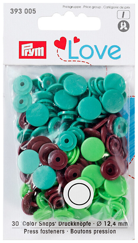 Prym Love Druckknopf Color Snaps grün & braun 12.4 mm 30 Stk.