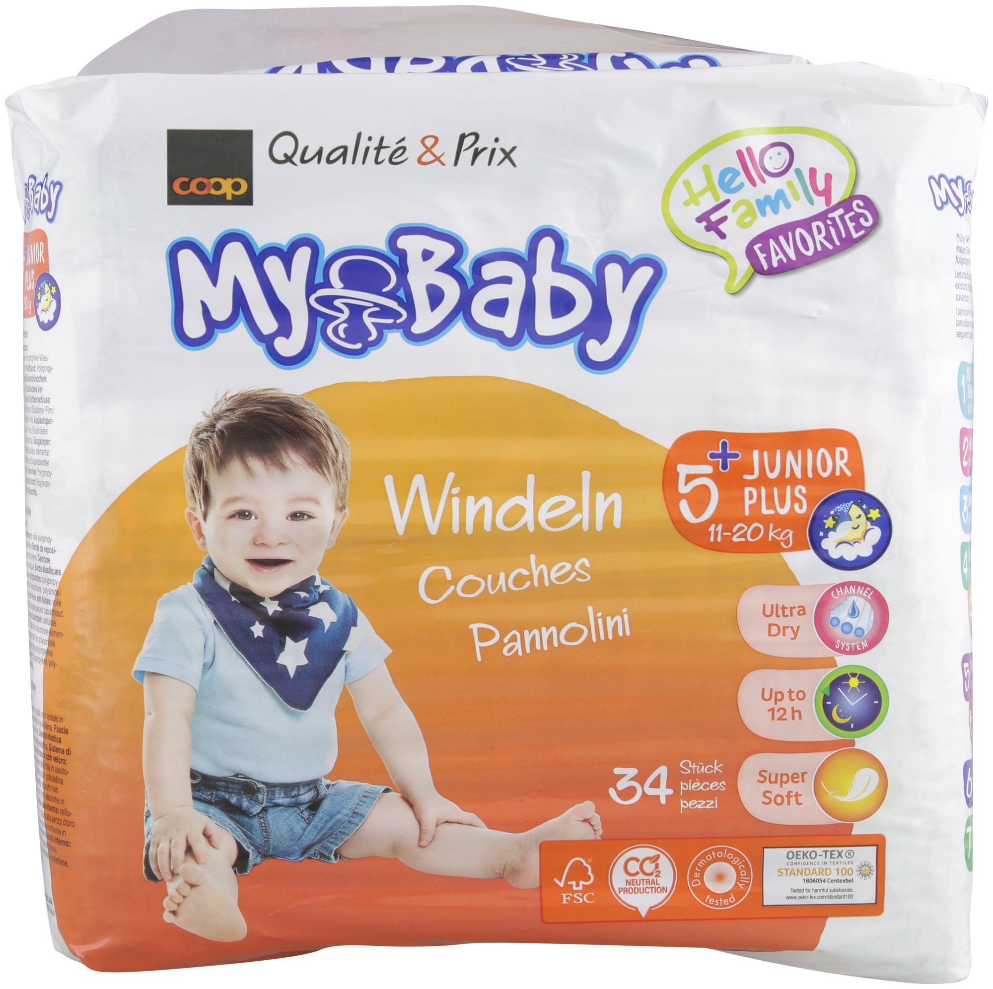 MyBaby Couches My Baby taille 5+ Junior plus 12-17kg 34 pièces