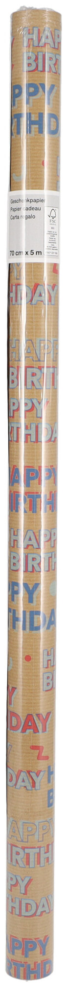 Papier cadeau 70 cm x 5 m, Craft Happy Birthday bleu et rouge