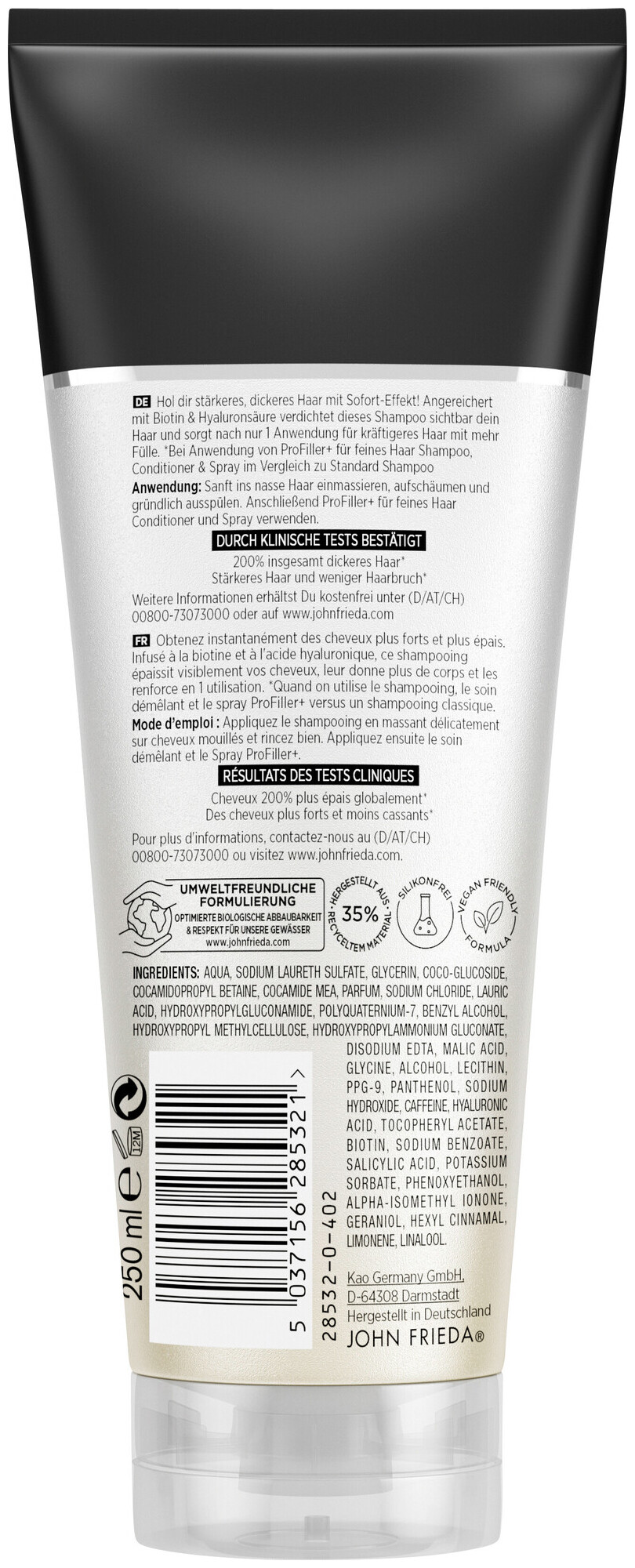 John Frieda PROFiller+ Shampooing fortifiant pour cheveux fins