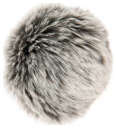 Rico Kunstfell Pompon, grau & silber 10 cm, 62 % Pan, 38 % PES
