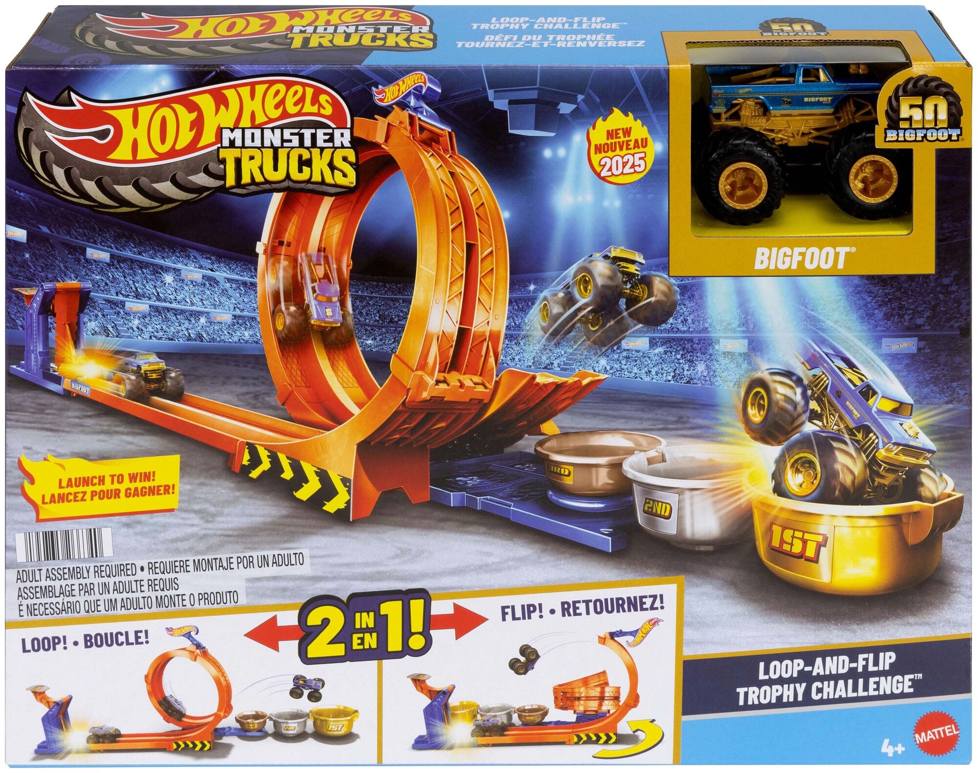 Hot Wheels – Monster Trucks – Coffret Défi du Trophée Tournez-et-Renversez